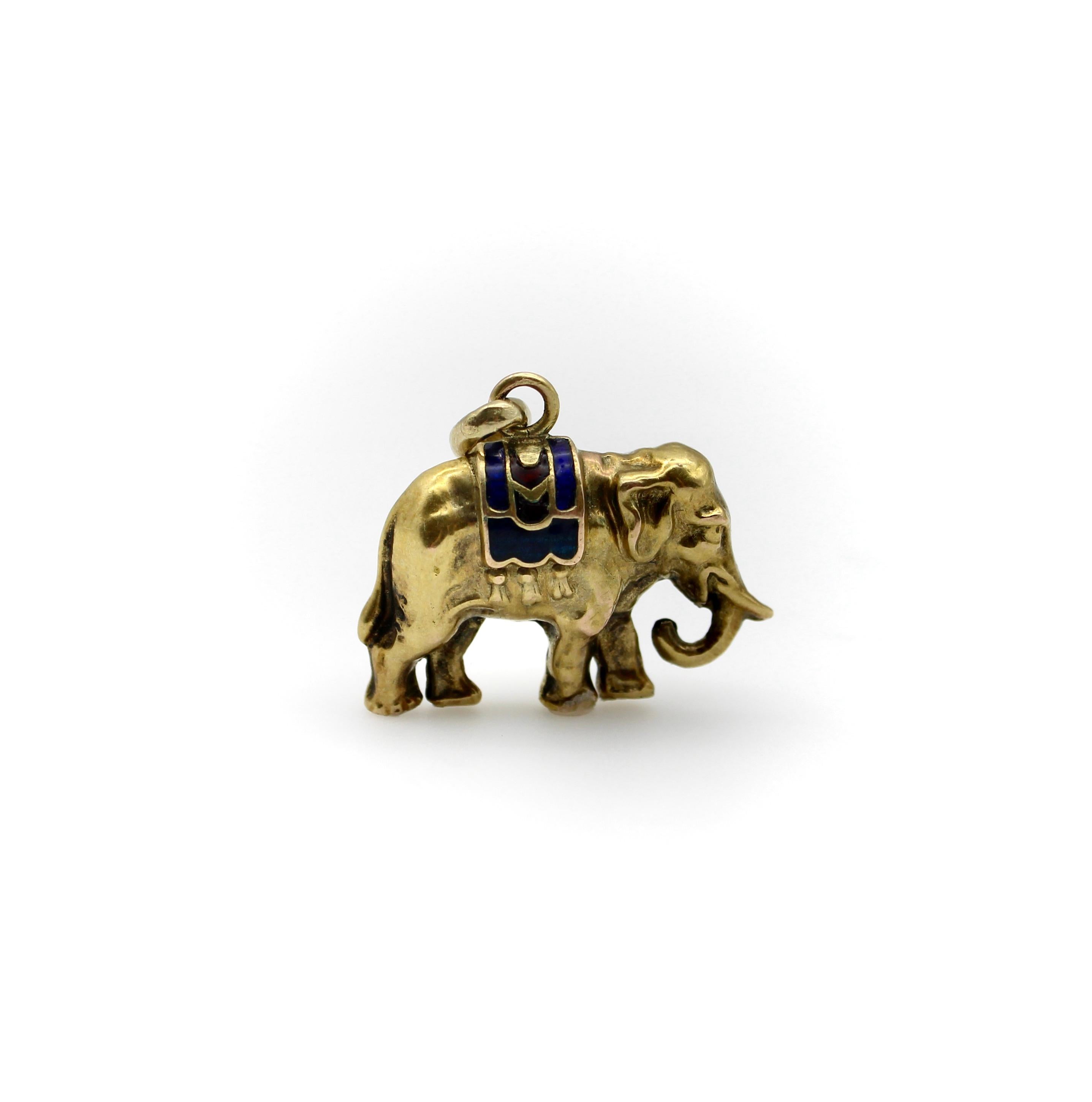 Women's or Men's 14K Gold Edwardian Elephant Charm