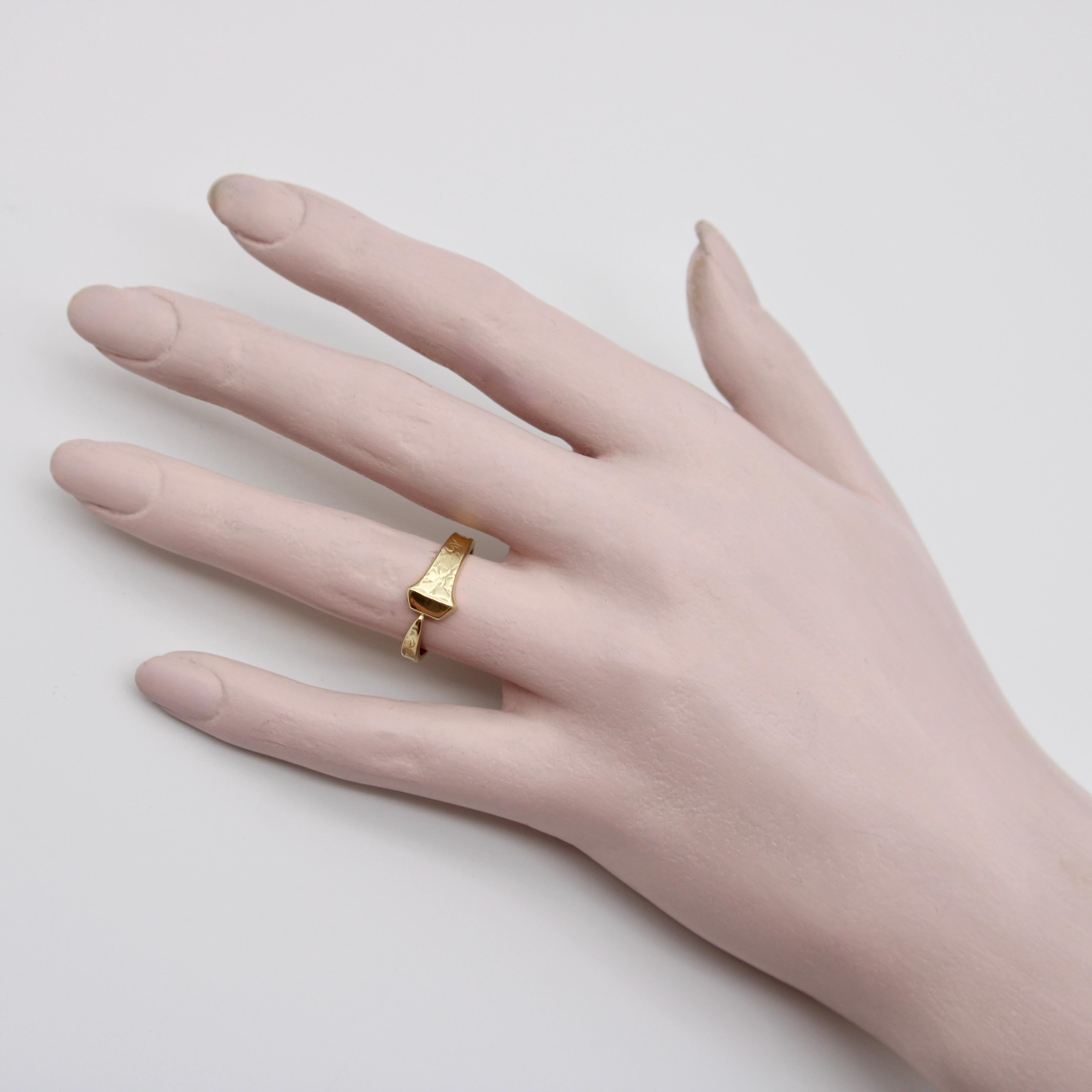 14K Gold Edwardian-Inspired Lucky Nail Ring For Sale 3