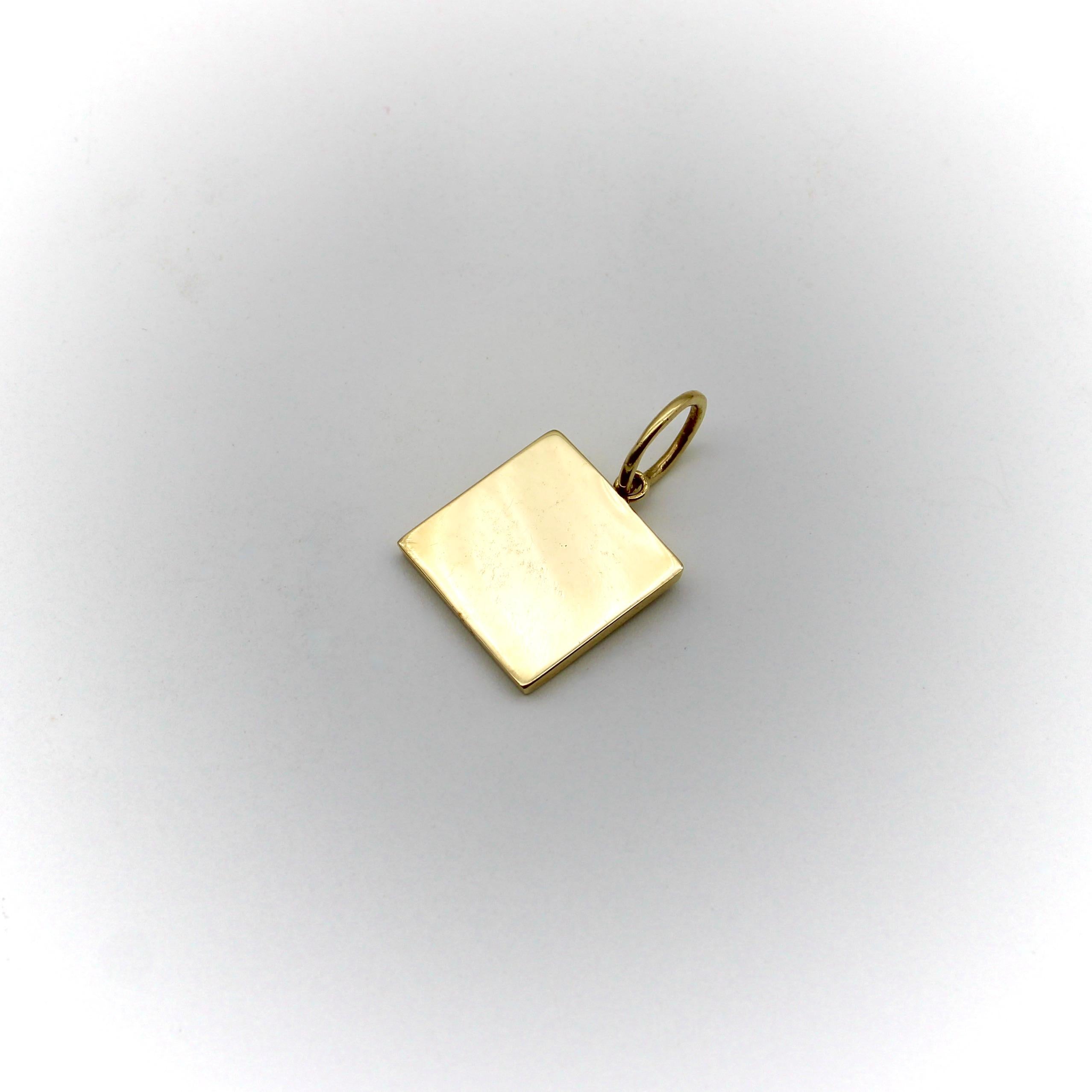 14K Gold Egyptian Revival Hieroglyph Square Ingot Charm or Pendant 1