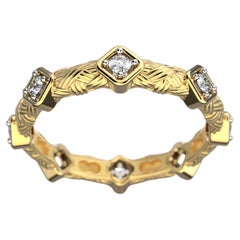 14k Gold Acht-Diamant-Ring mit Ring  Hergestellt in Italien von Oltremare Gioielli