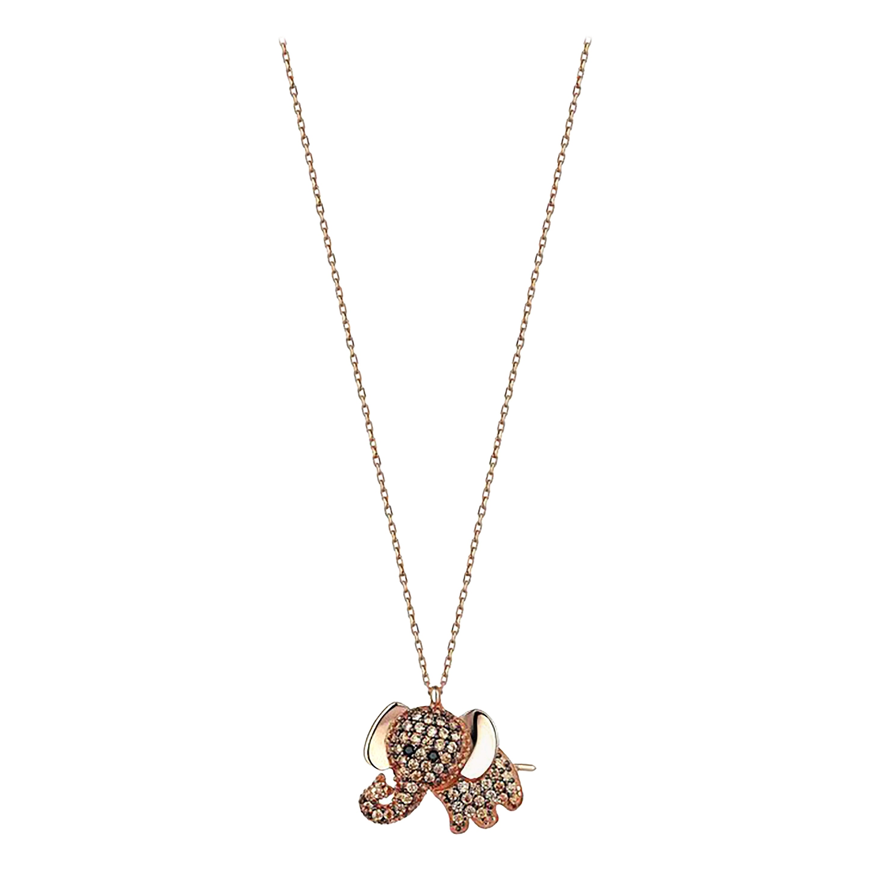 14k Gold Elephant Necklace. Dainty elephant necklace.   For Sale