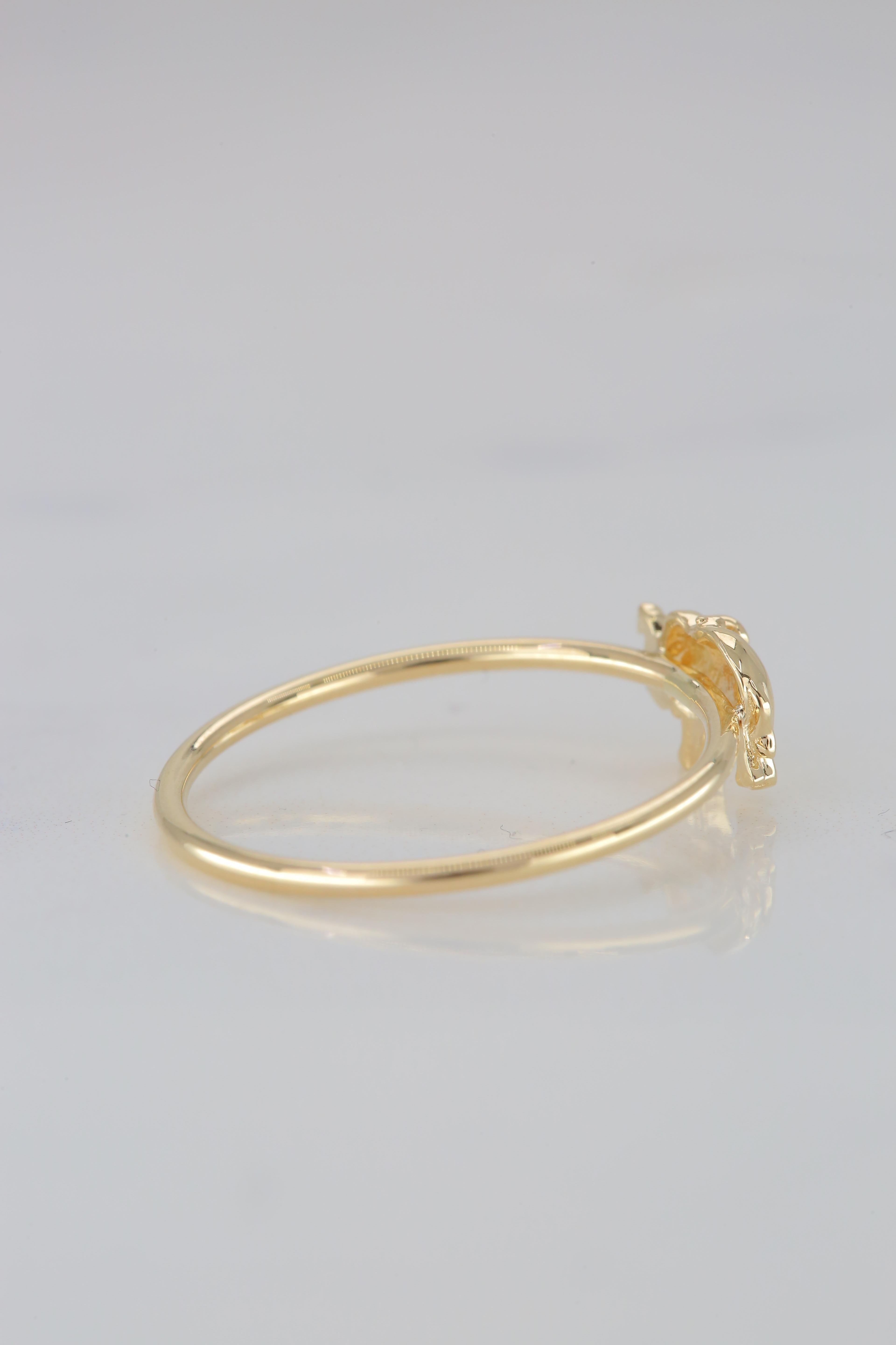 Im Angebot: 14K Gold Elefantenring, Rosay Elephant Ring, 14K Gold Elefanten-Tierring () 5