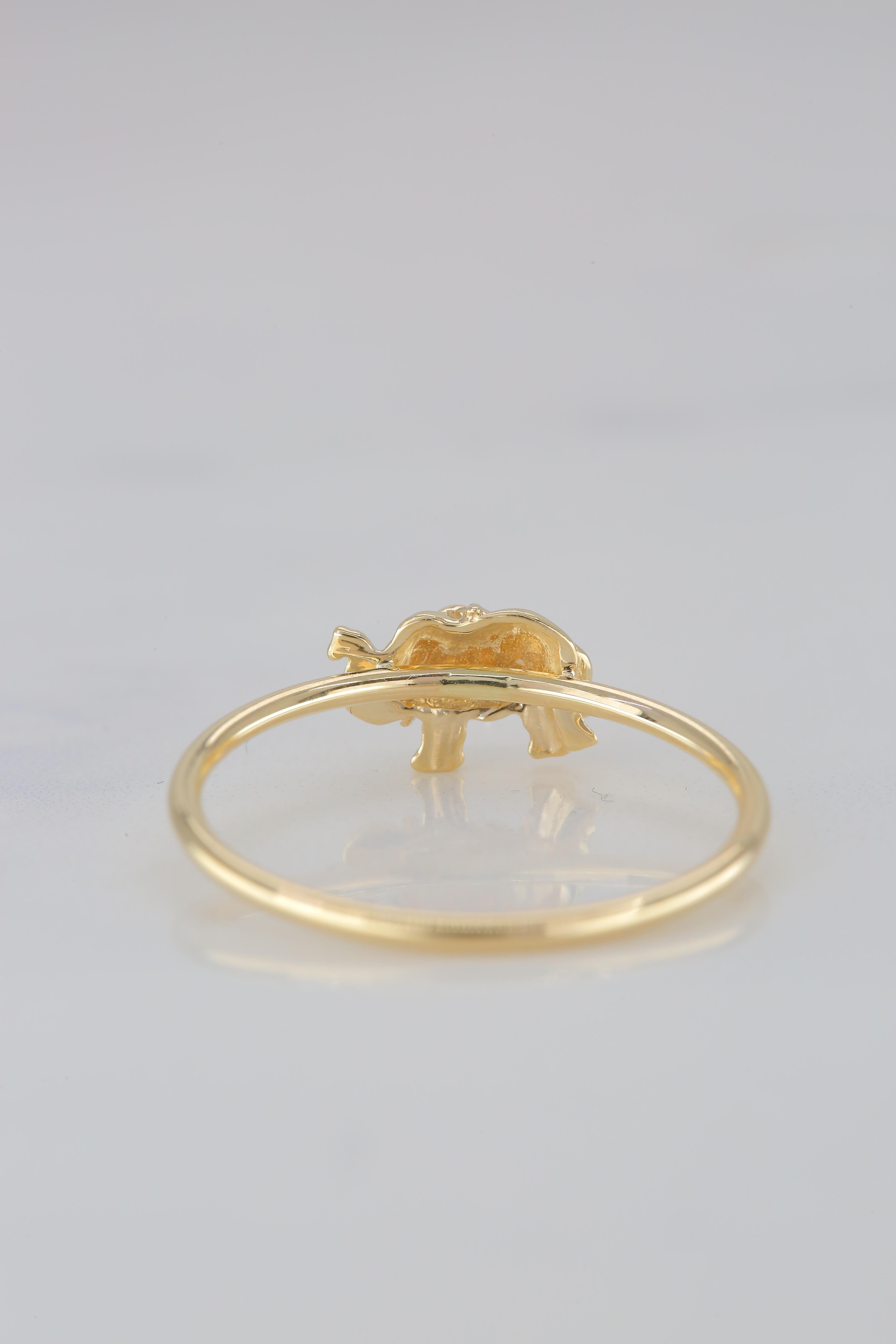 Im Angebot: 14K Gold Elefantenring, Rosay Elephant Ring, 14K Gold Elefanten-Tierring () 6
