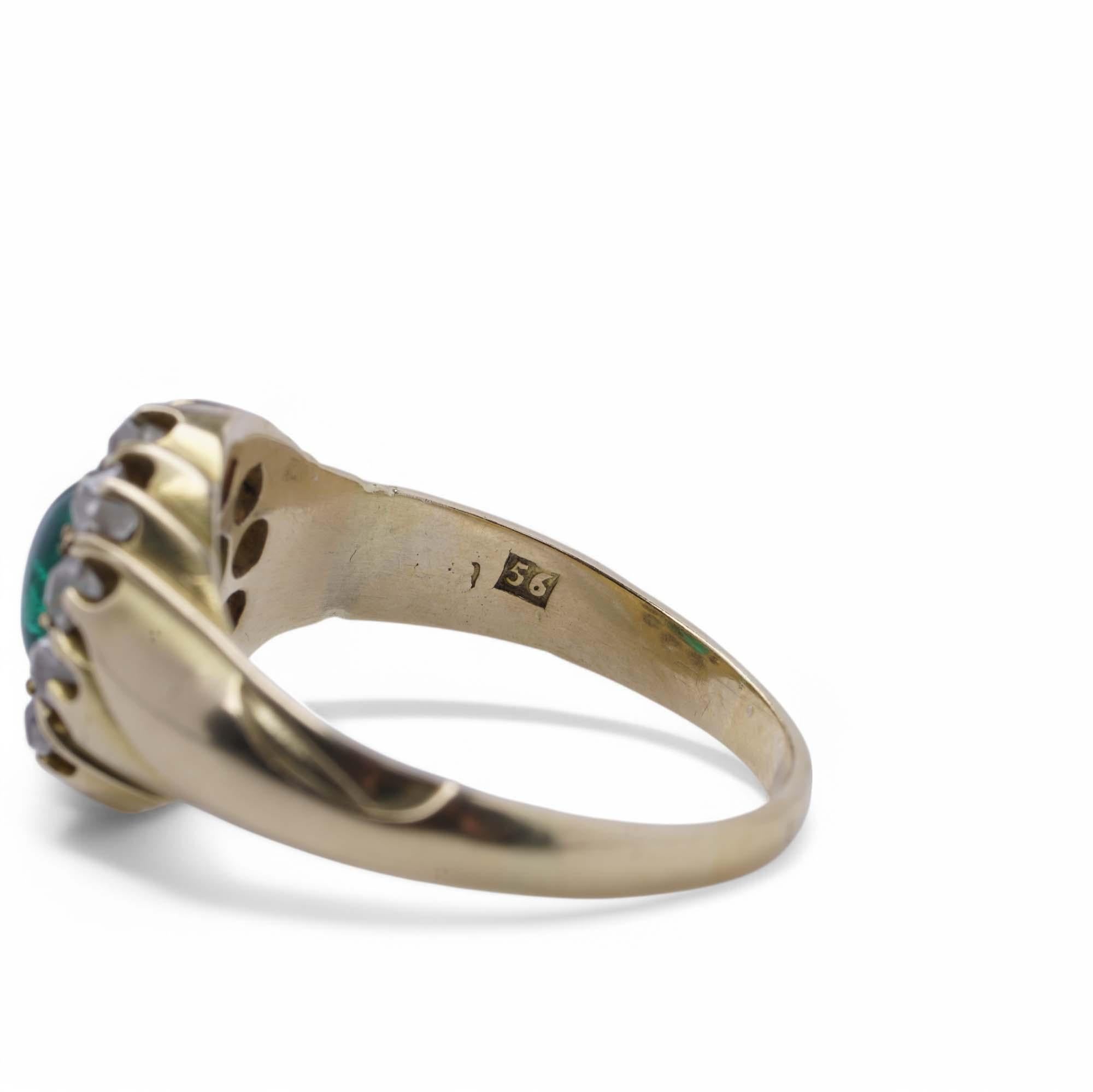 14K Gold Smaragd- und Diamant-Cluster-Ring im Angebot 2