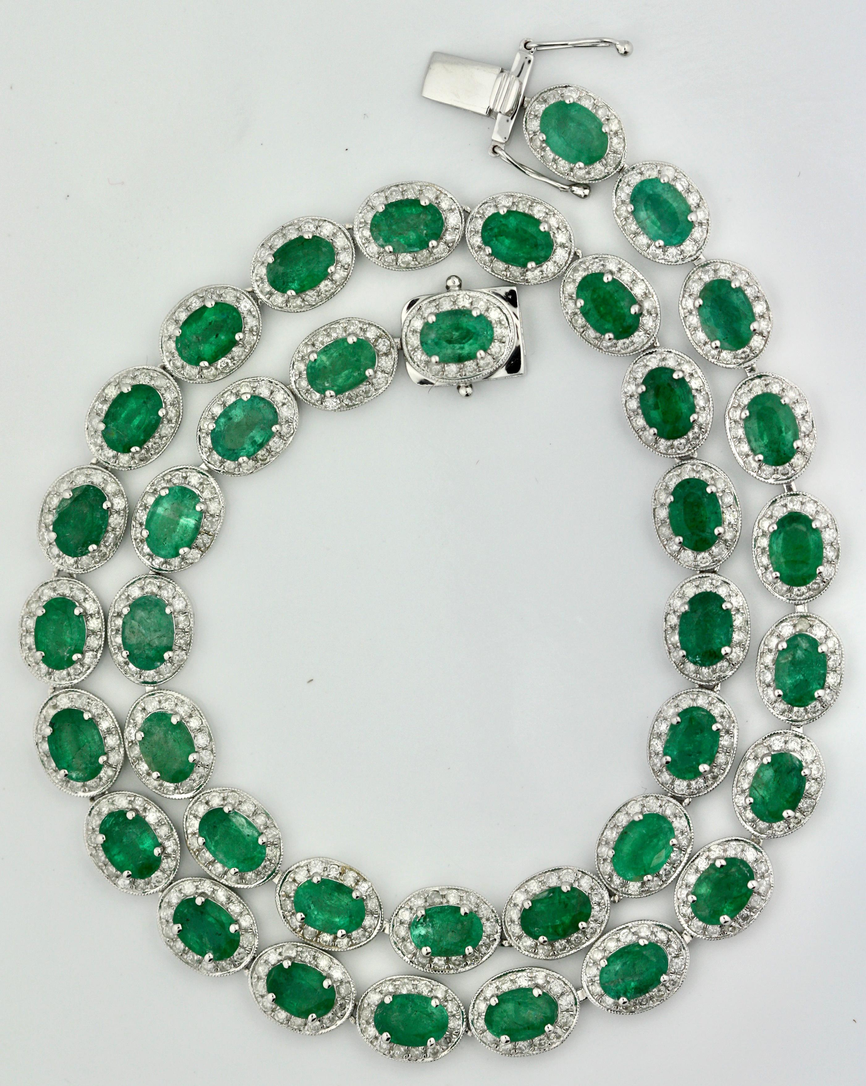 14K Gold Emerald and Diamond Necklace  In Good Condition In Palm Beach, FL