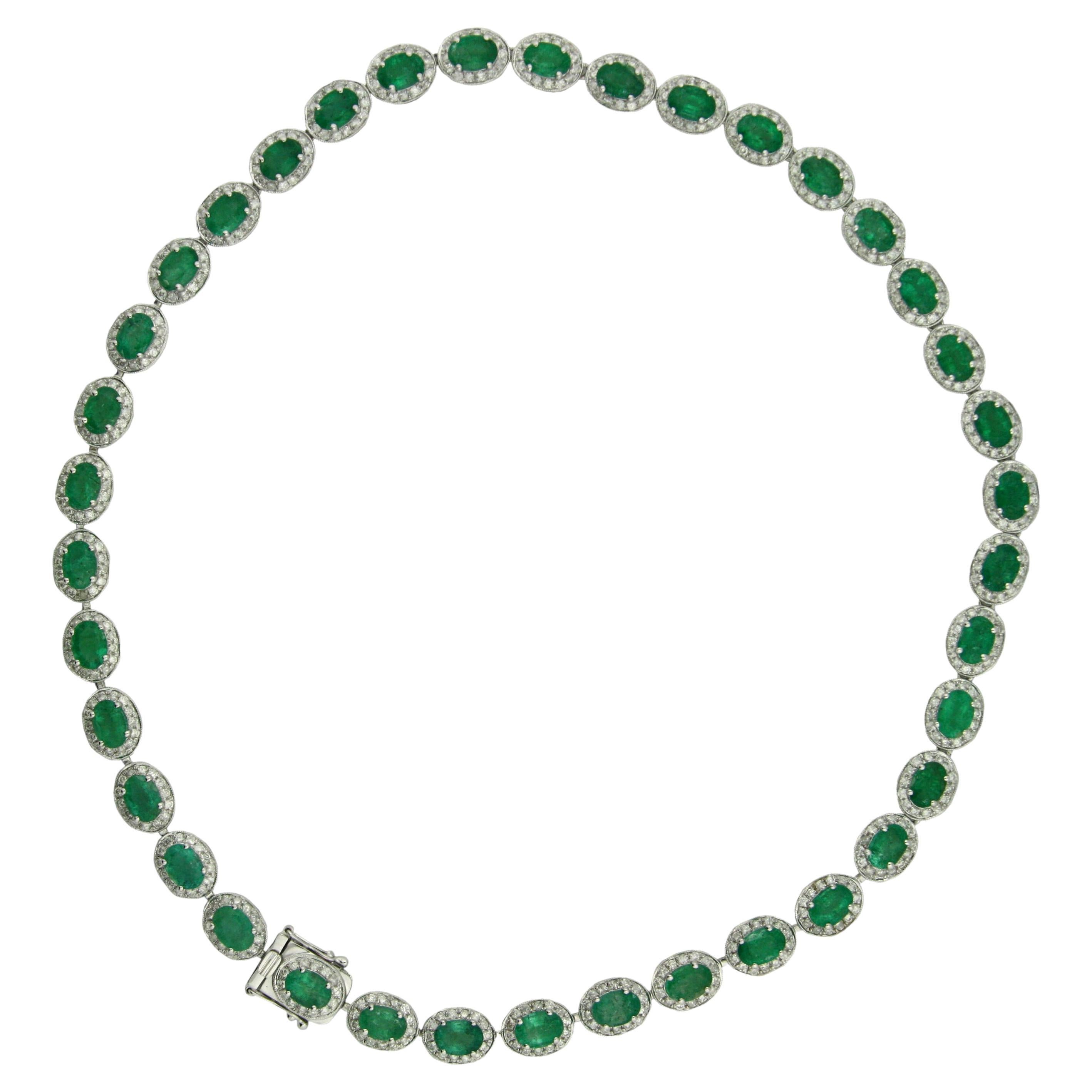 14K Gold Emerald and Diamond Necklace 