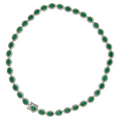 14K Gold Emerald and Diamond Necklace 