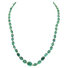 14K Gold Emerald Beads Necklace