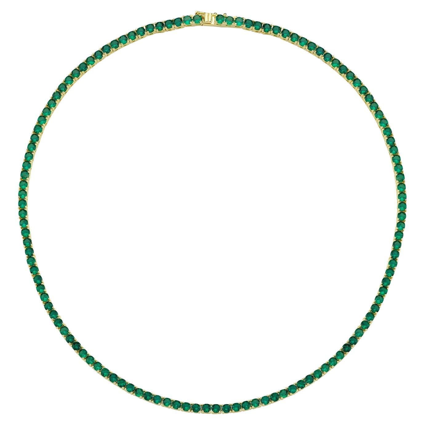 14k Gold Smaragd Choker Tennis-Halskette  im Angebot
