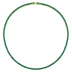 14k gold Emerald Choker Tennis Necklace 