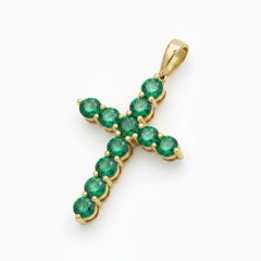 14k gold Emerald Cross Pendant