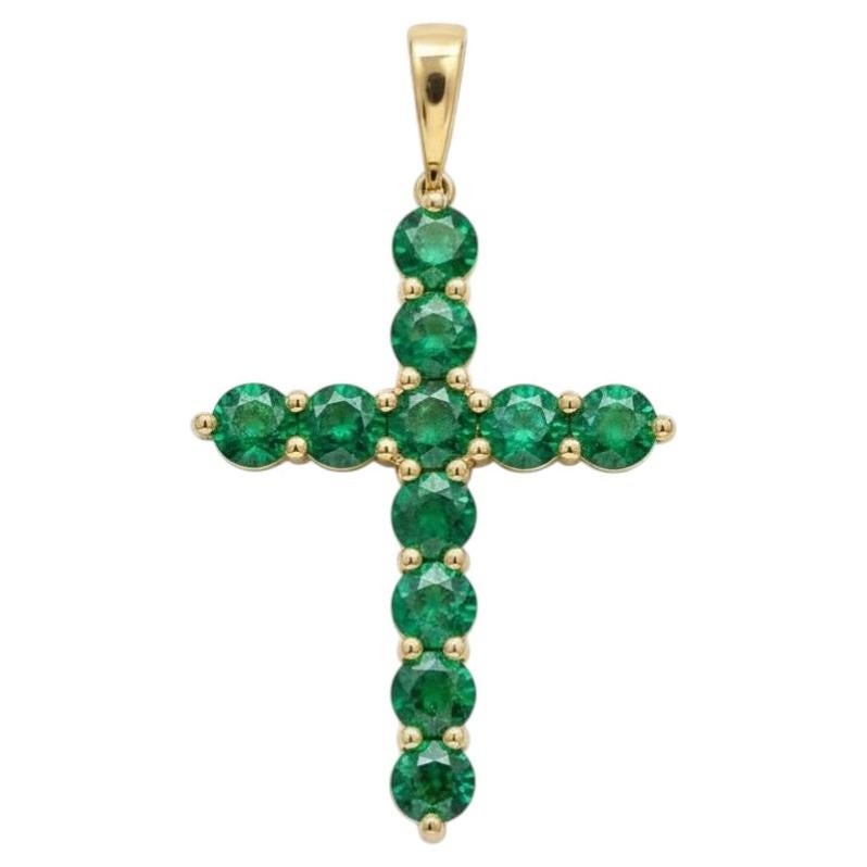 14k gold Emerald Cross Pendant