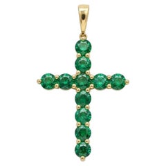14k gold Emerald Cross Pendant
