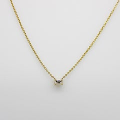 14K Gold Emerald Cut Diamond Necklace