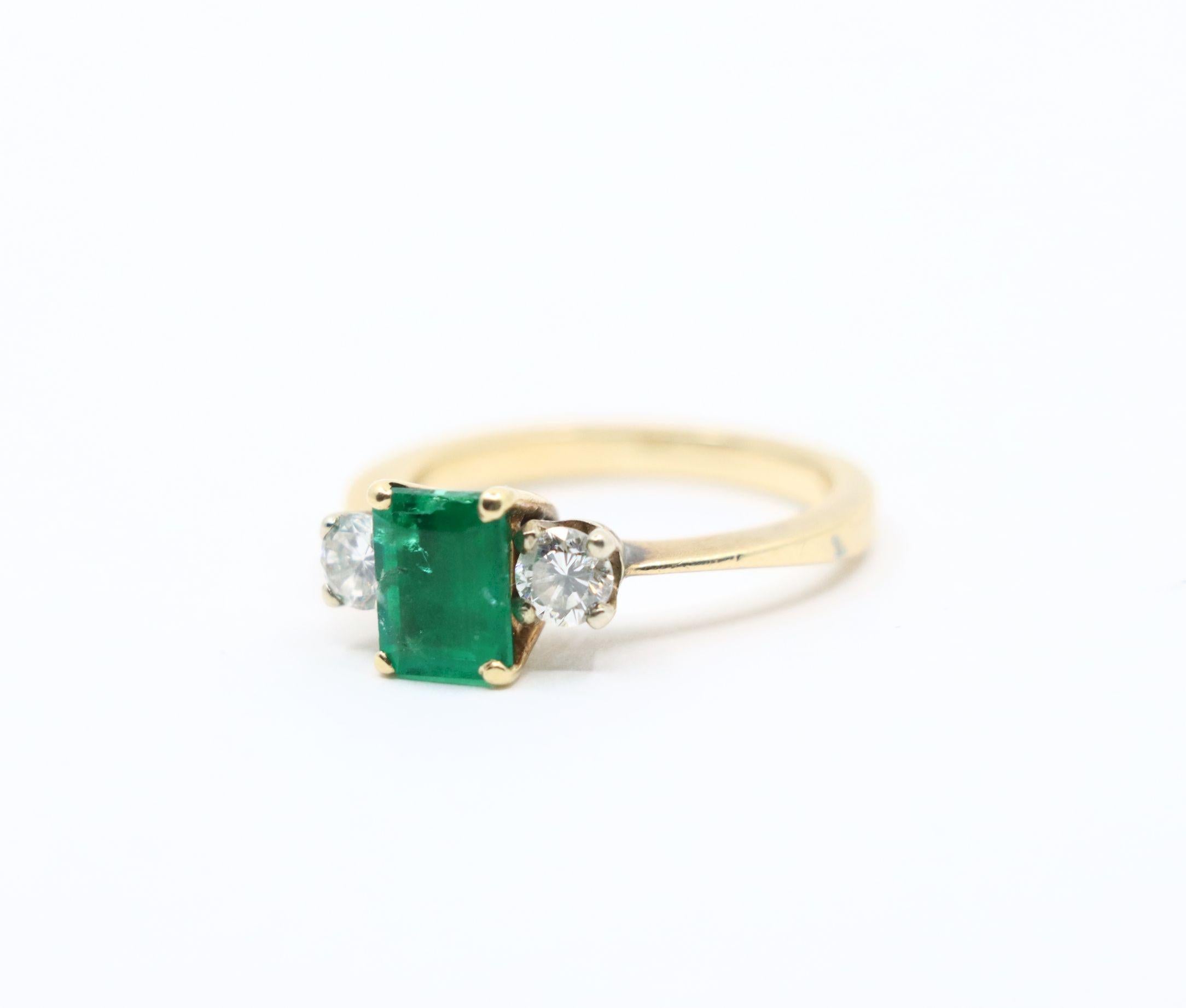 Anillo Diamante Esmeralda Oro 14K en venta 6
