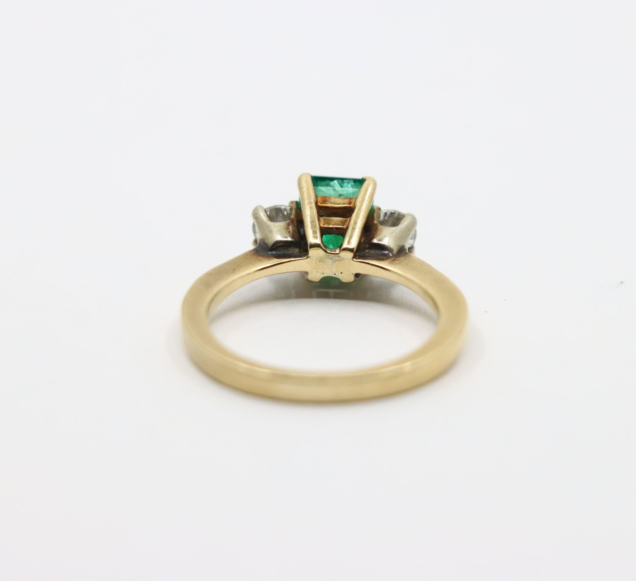 Anillo Diamante Esmeralda Oro 14K en venta 7