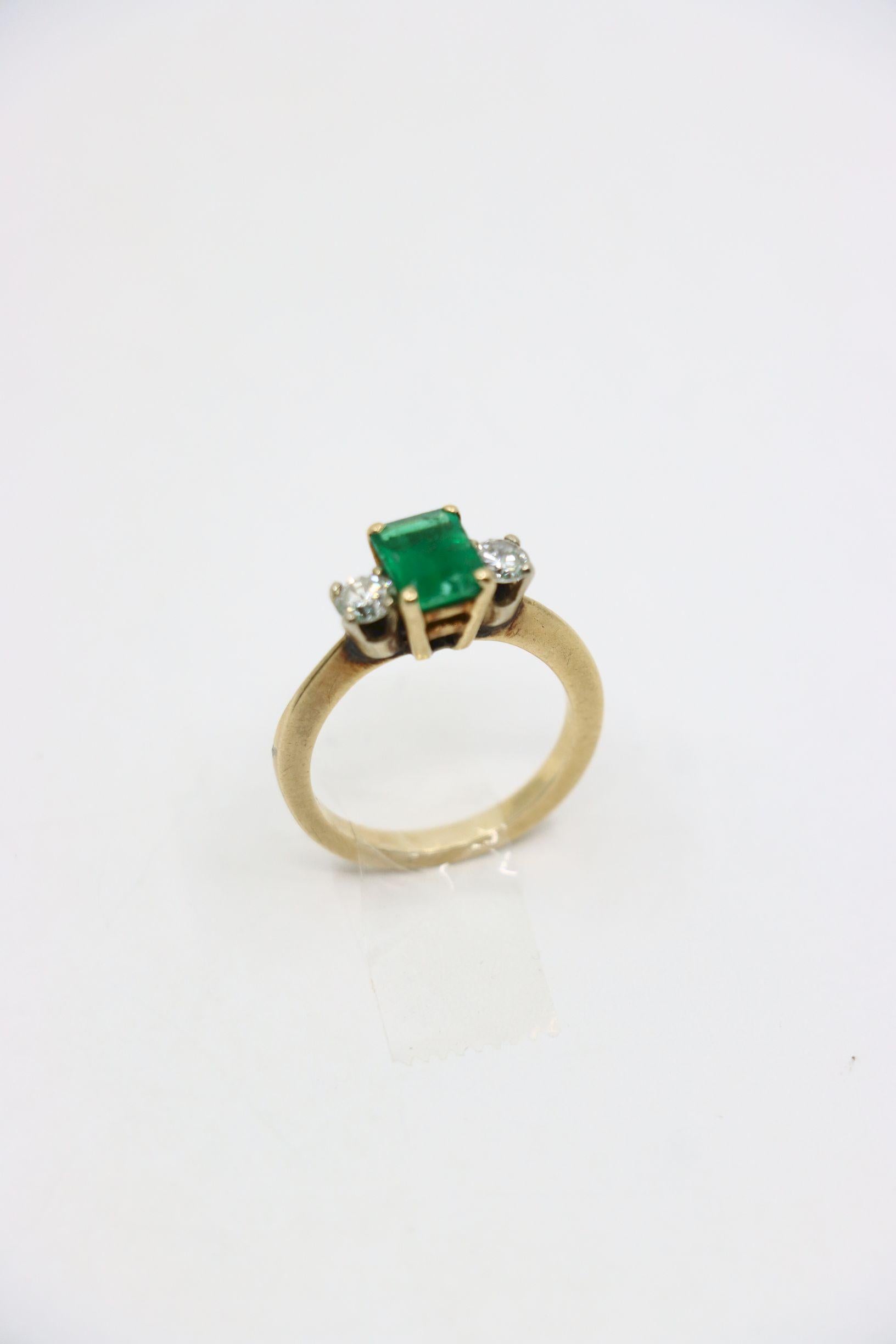 Anillo Diamante Esmeralda Oro 14K en venta 8
