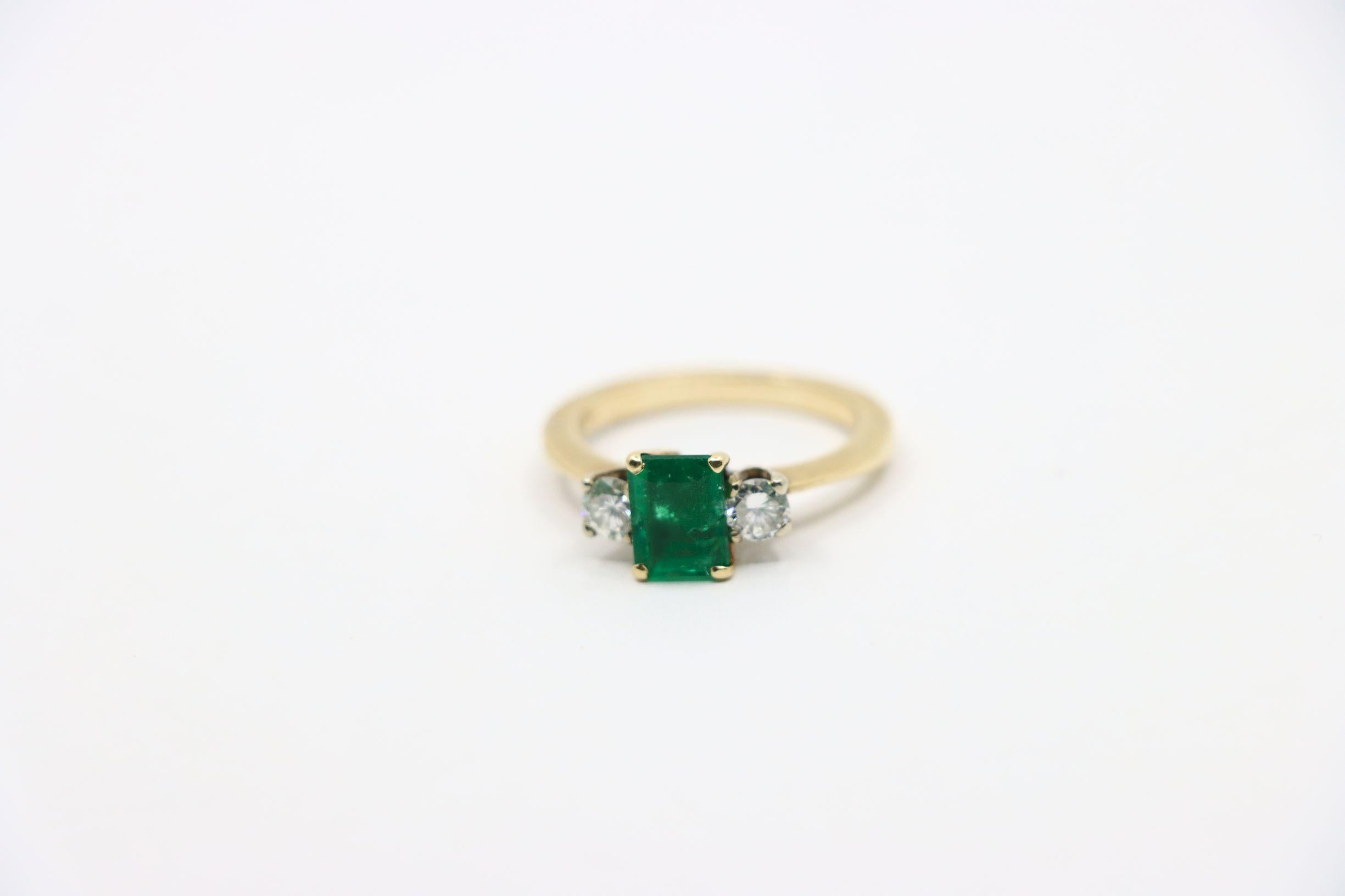 De las mujeres Anillo Diamante Esmeralda Oro 14K en venta