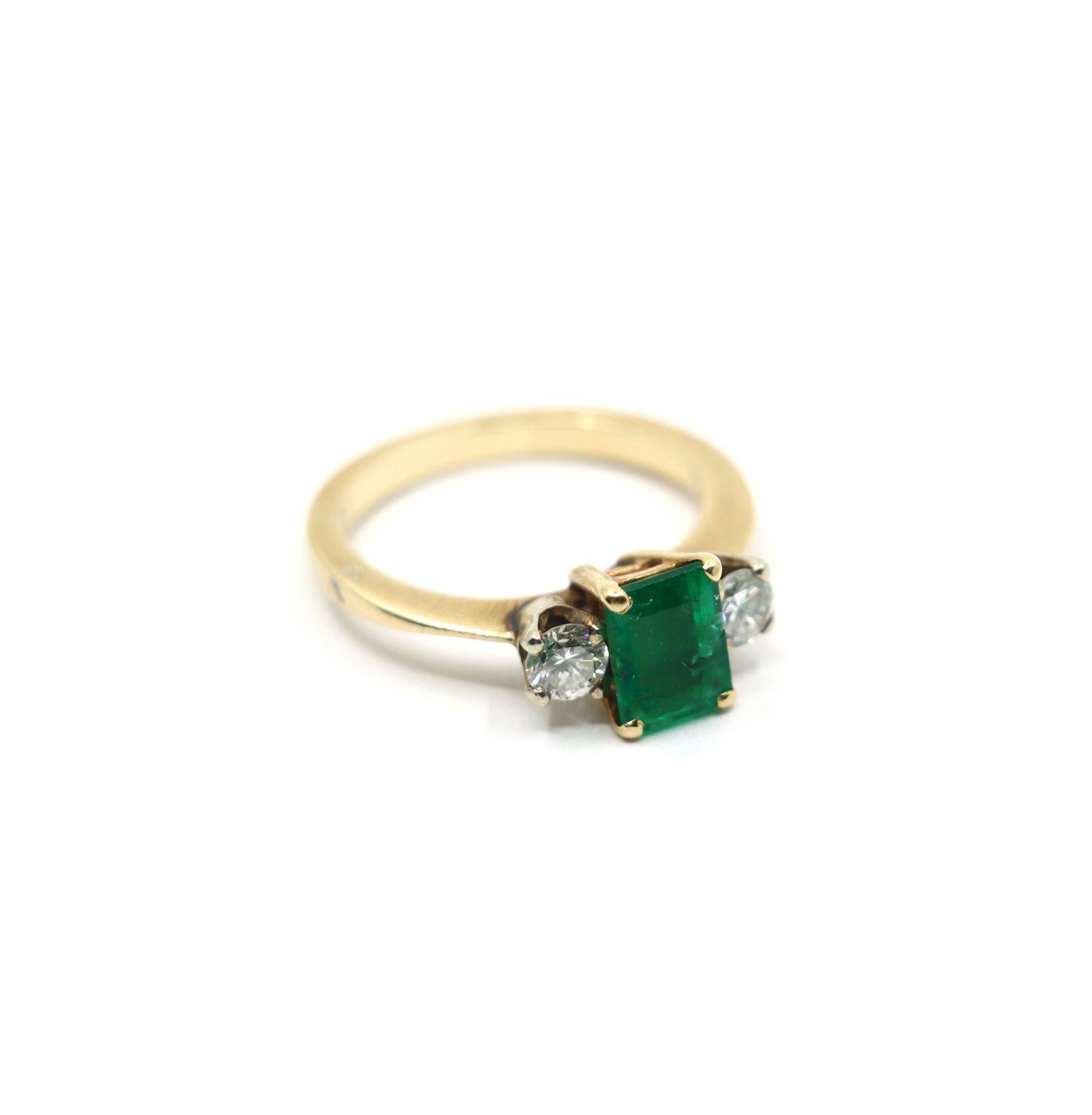 Anillo Diamante Esmeralda Oro 14K en venta 2