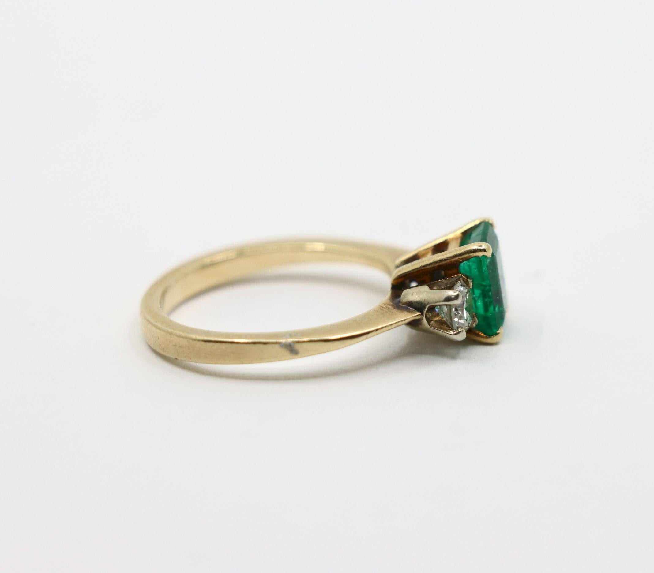 Anillo Diamante Esmeralda Oro 14K en venta 4