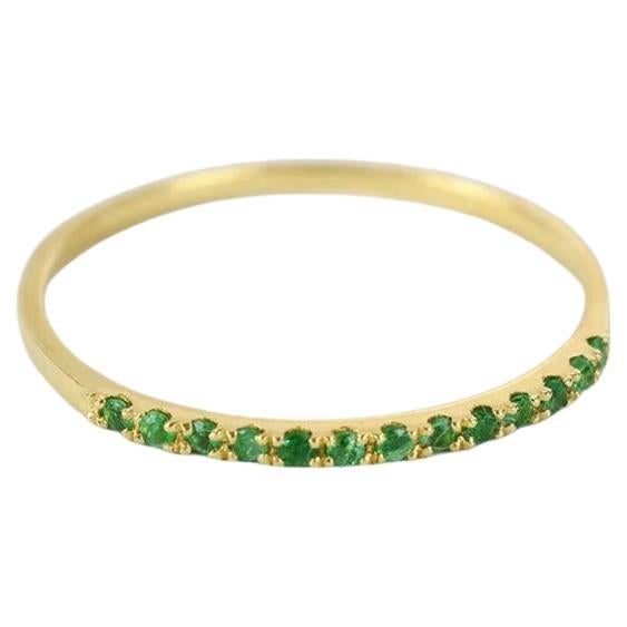 14k Gold Emerald Half Eternity Ring Genuine Green Emerald