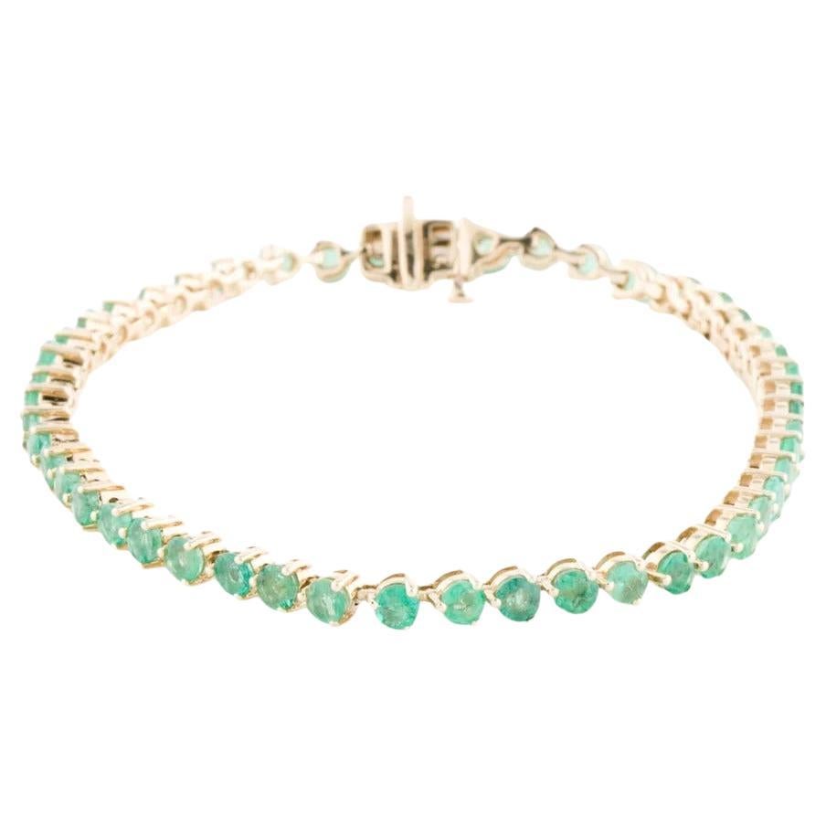 14K Gold Emerald Link Bracelet - Fine Jewelry, Timeless Elegance, Luxurious For Sale