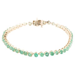 14K Gold Emerald Link Bracelet - Fine Jewelry, Timeless Elegance, Luxurious