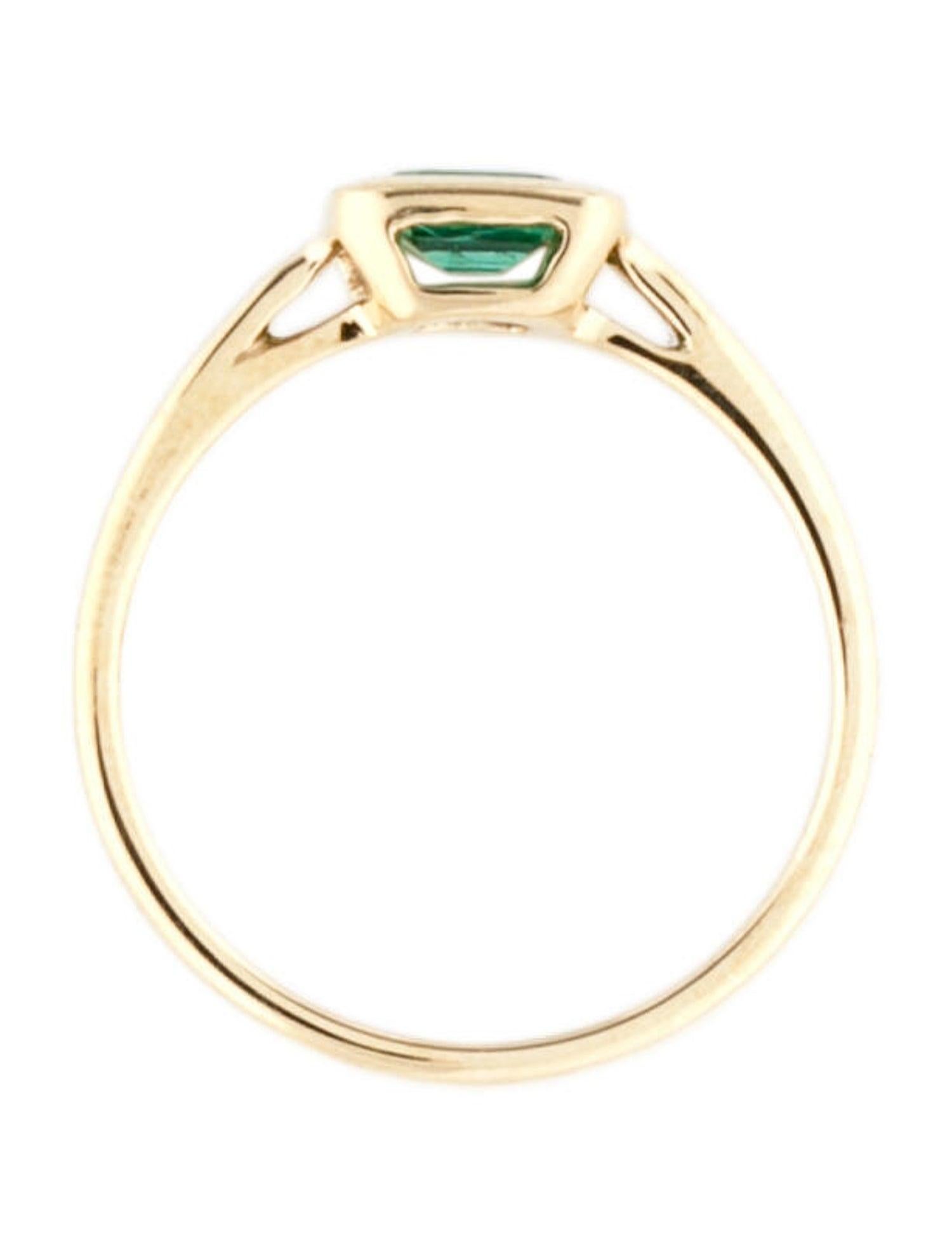Contemporary 14k Gold & Emerald Ring 0.60 CTTW for Her, Emerald Cut Emerald for Ladies For Sale