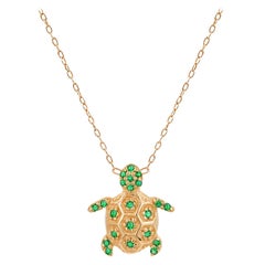 Collier de tortue en or 14k Emerald Birthstone Gift