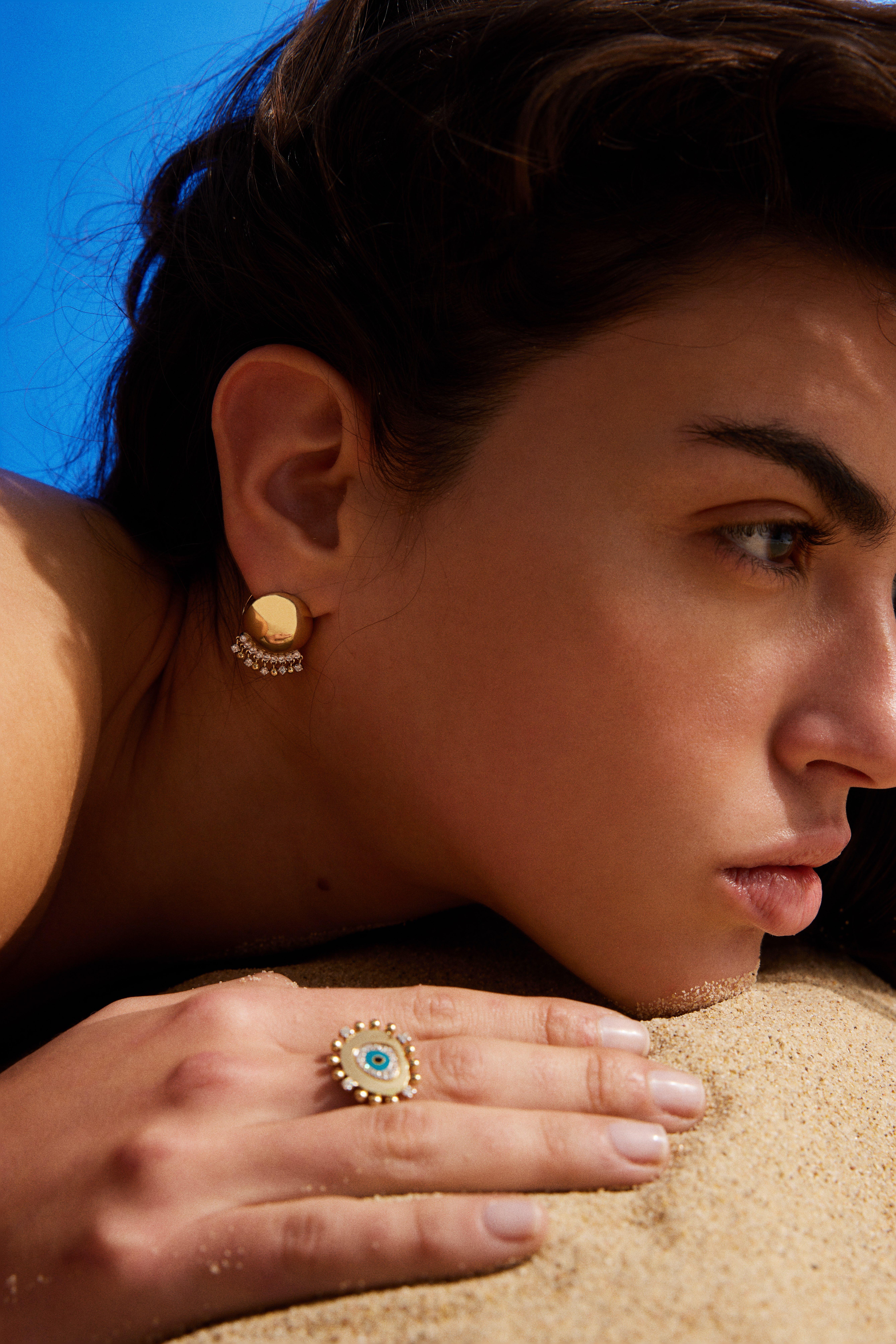 For Sale:  14k Gold & Enamel Evil Eye Ring with 0.25 ct Diamonds 4