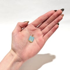 14K Gold & Enamel Figural Ten Commandments Hebrew Tablets Charm or Pendant