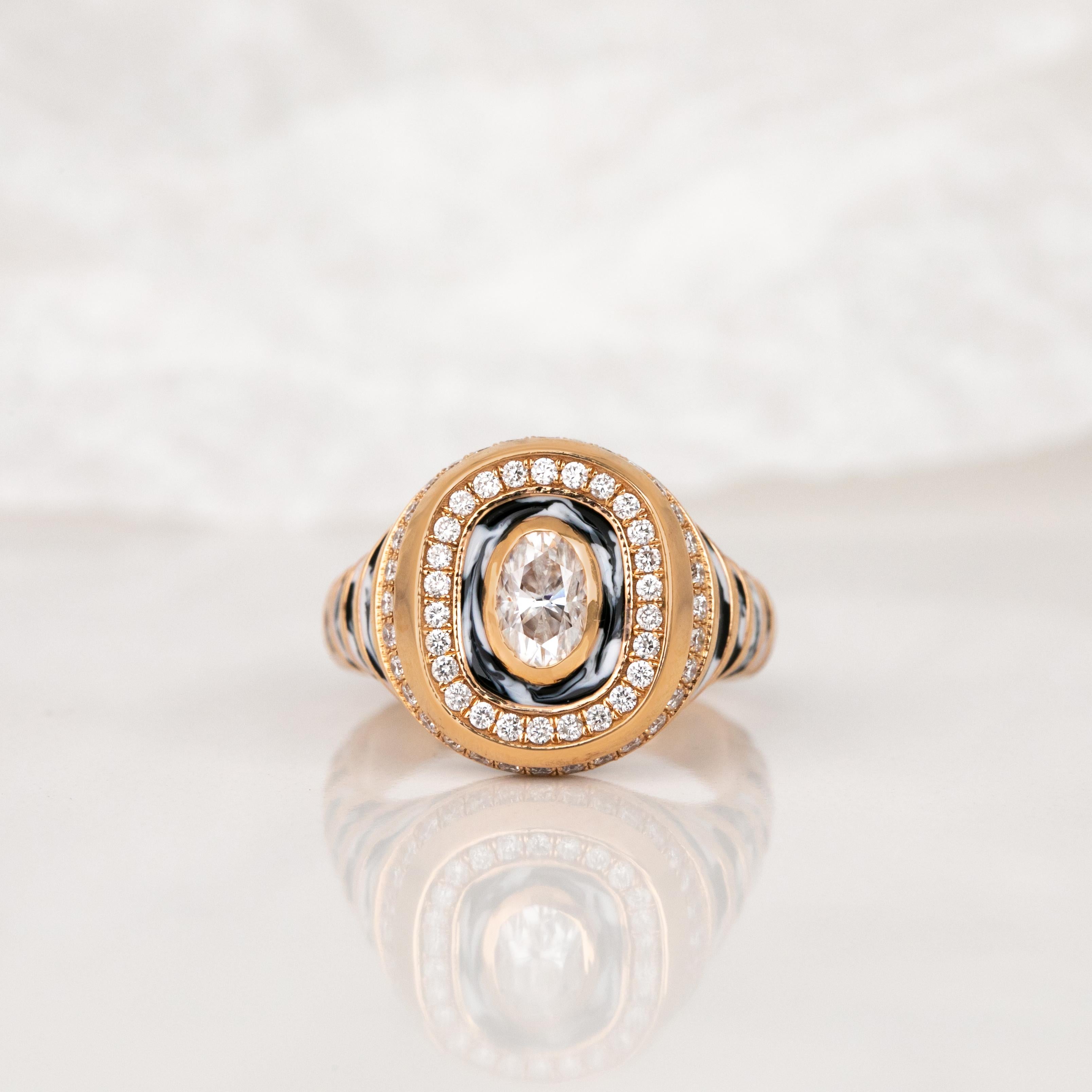 his 925 Sterling Silver Enamel Ring is a perfect choice for fans of Antique Jewelry and Vintage Jewelry. With its elegant design, it stands out as Art Deco Jewelry.

Stone Specifications:

Moissanite

Carat: 0.50-0.60 ct
Color: D-E
Clarity:
