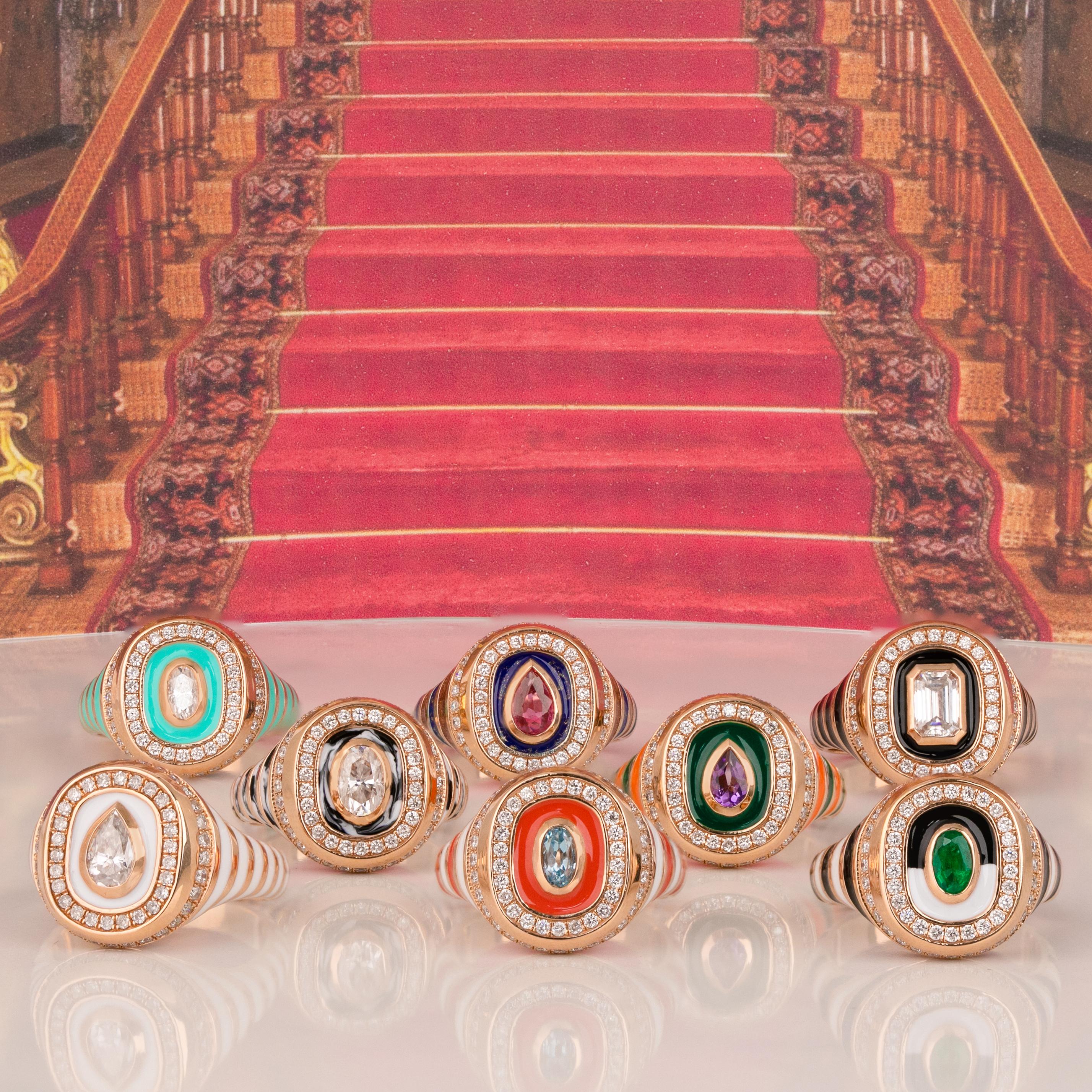 Bague en or 14K avec émail : Une pièce d'apparat colorée pour The Modern Collector en vente 8