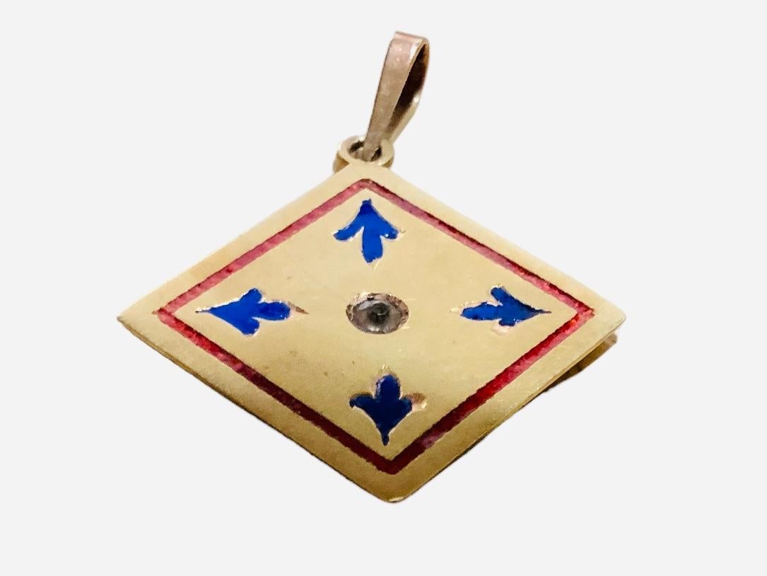 14k Gold Emaille Quadratischer Anhänger im Zustand „Gut“ in Guaynabo, PR
