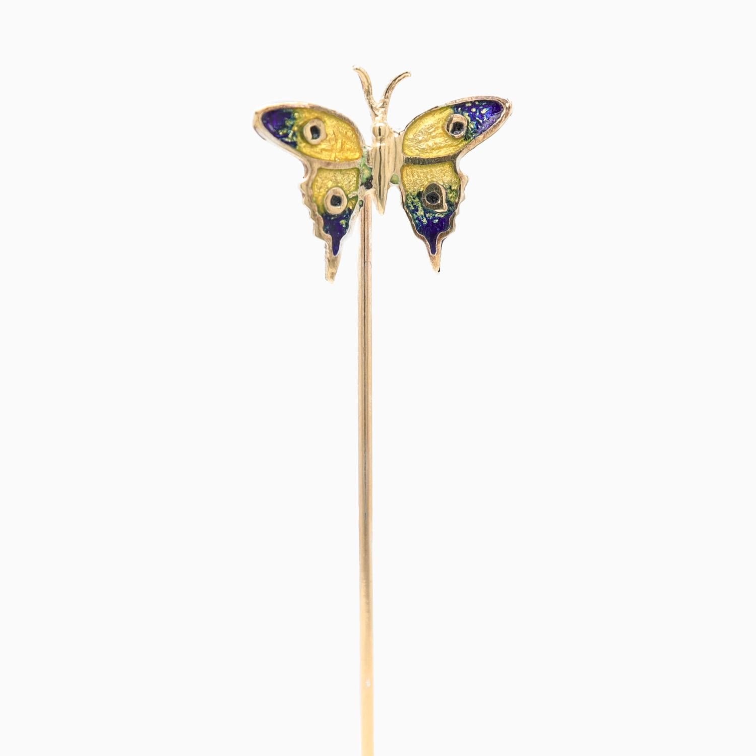Epingle à badge en or 14k et émail - papillon tigre à queue d'hirondelle Bon état - En vente à Philadelphia, PA