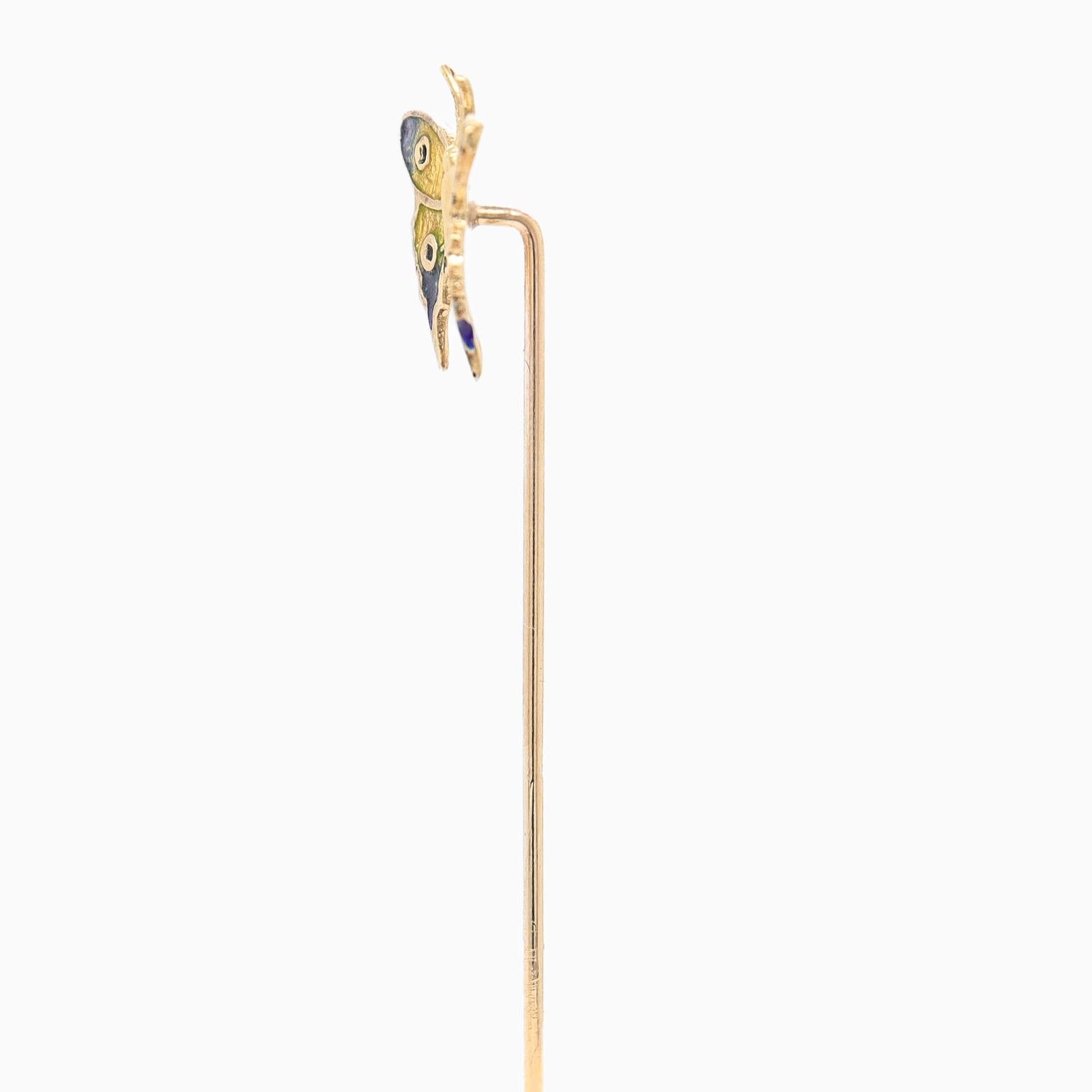 Epingle à badge en or 14k et émail - papillon tigre à queue d'hirondelle Unisexe en vente