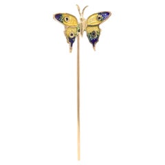 14k Gold & Enamel Tiger Swallowtail Butterfly Stickpin