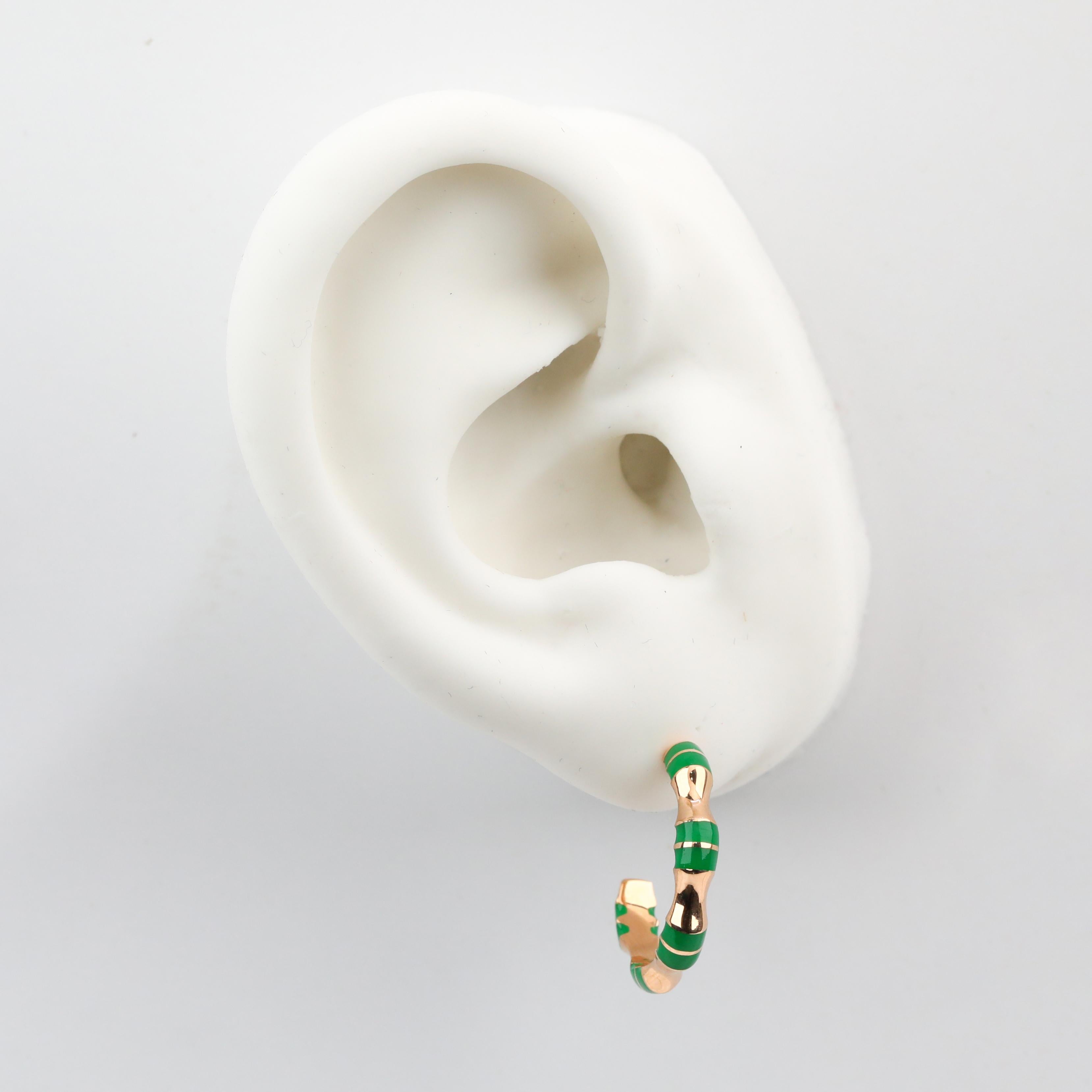 14K Gold Green Enameled Circle Earrings - Solid Gold C Shaped Earrings, Gold and Green Enameled Half Hoop Circle Earrings


This earring was made with quality materials and excellent handwork. I guarantee the quality assurance of my handwork and