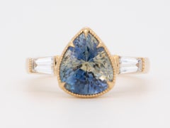 Anillo de compromiso de oro de 14 quilates con zafiro multicolor de 4,4 ct con diamante R6811
