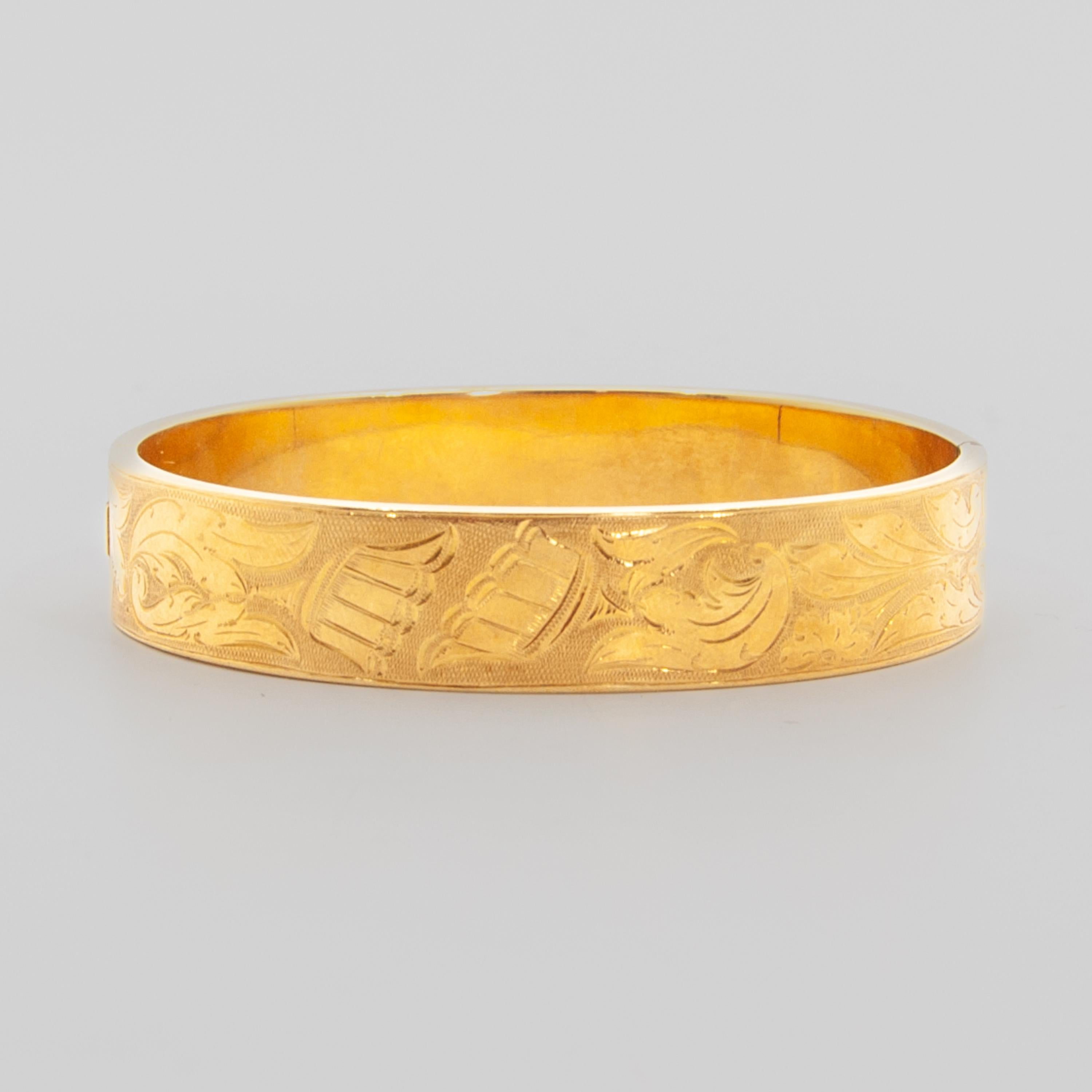 gold engraved bracelet