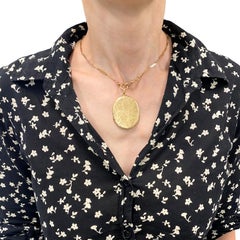 14k Gold Engraved Locket Pendant Gold Antique Watch Chain