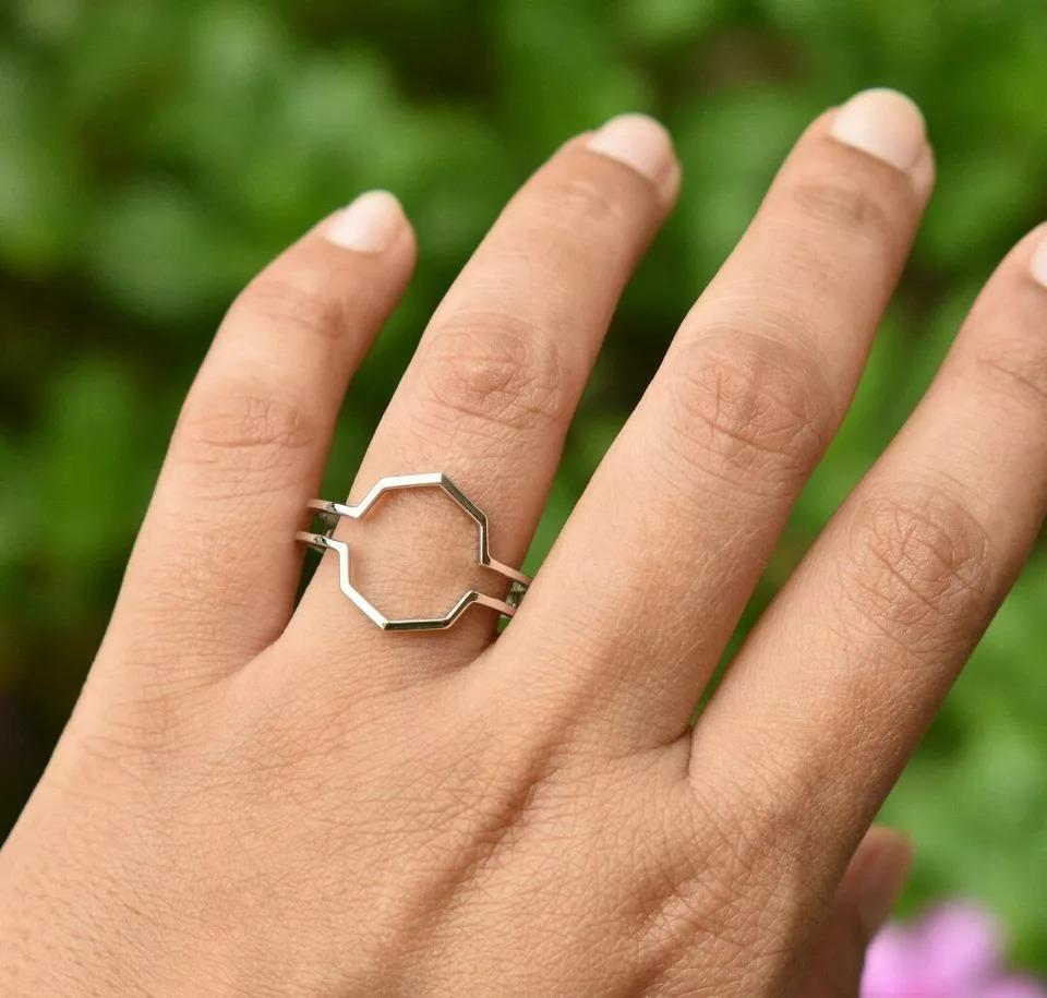 Garde-anneau contourneur en or 14 carats de forme octogonale Unisexe en vente