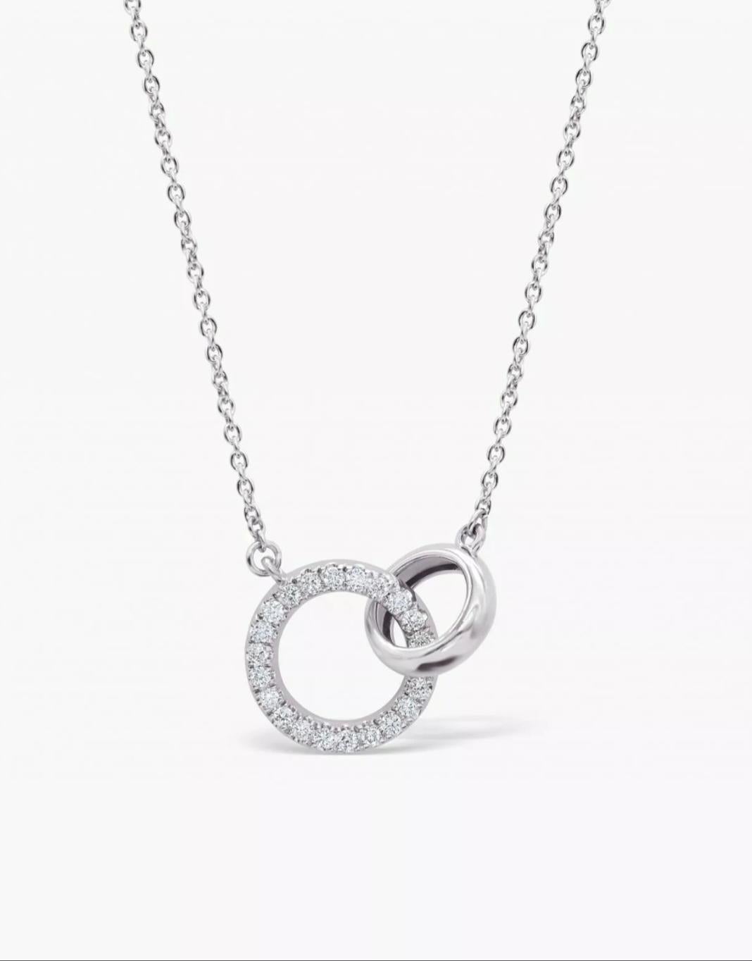 Art déco 14k Gold Eternity Circle Life Necklace 16