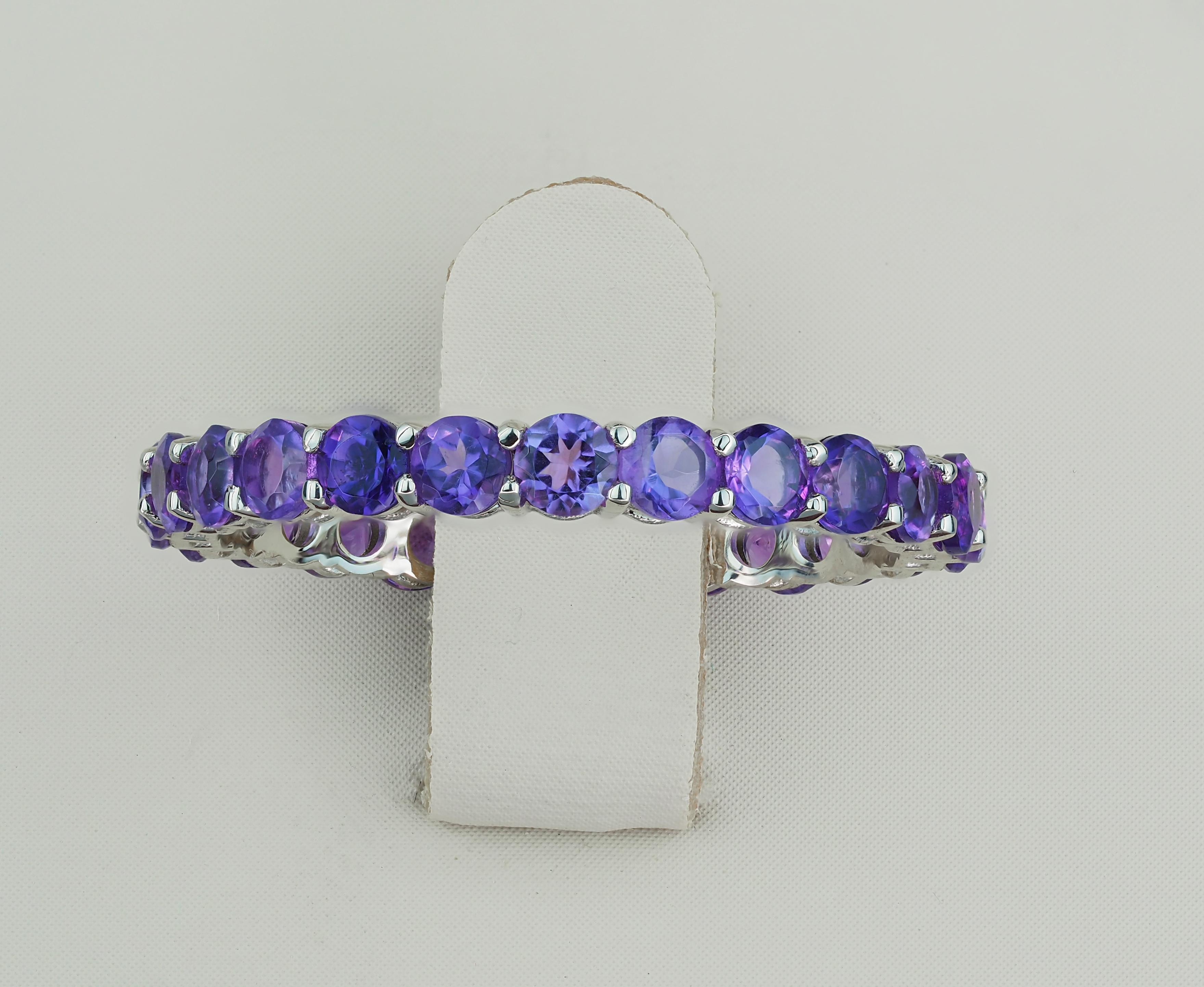 For Sale:  Amethyst eternity ring in 14k gold.  6