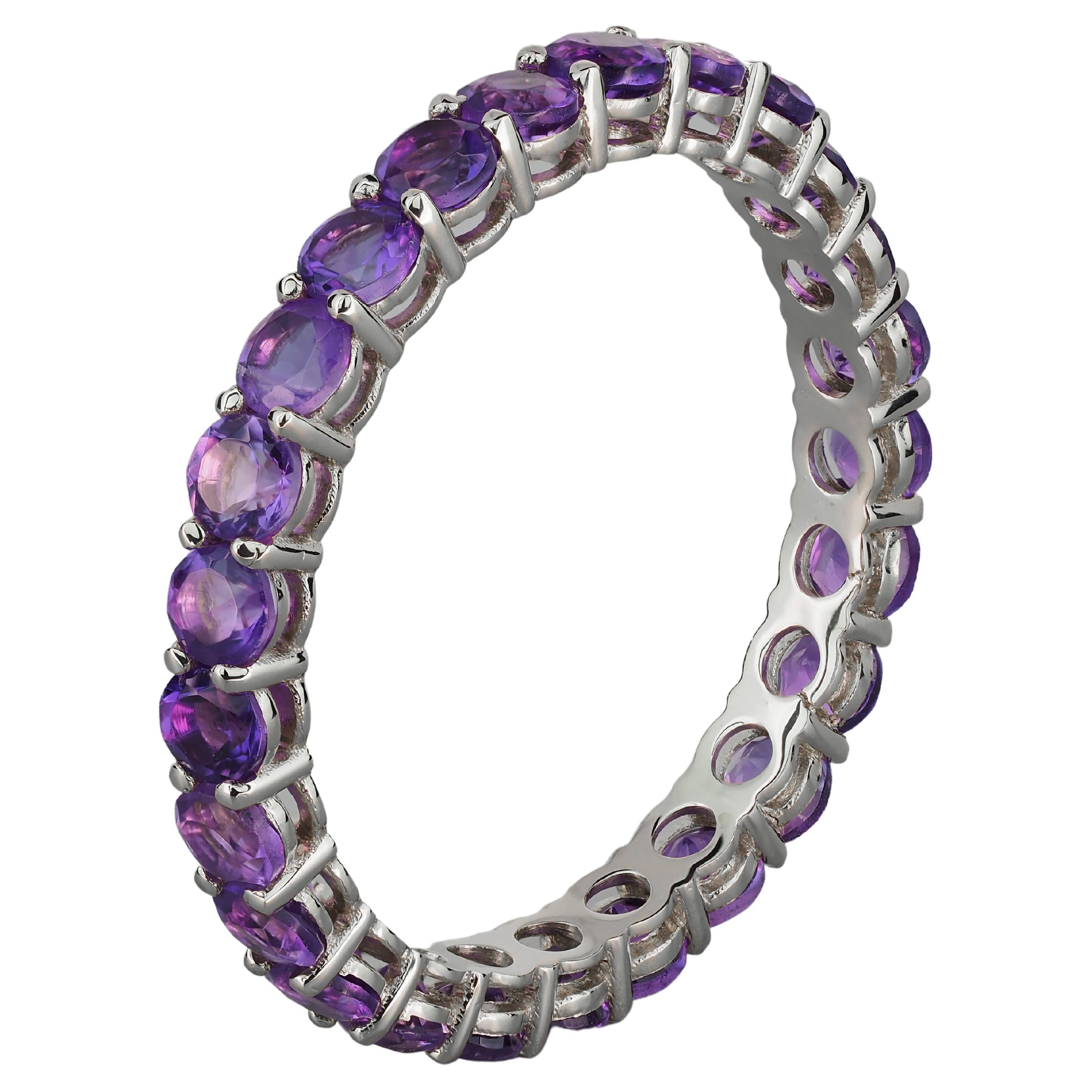 For Sale:  Amethyst eternity ring in 14k gold.