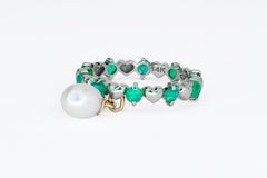 Emerald, pearl eternity 14k gold ring