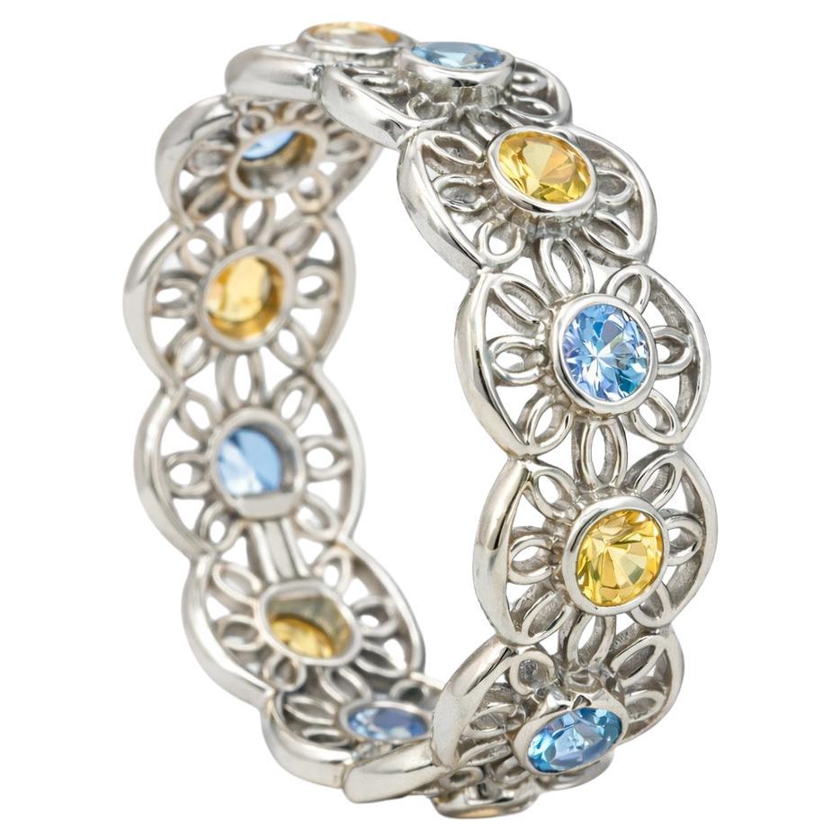 14k Gold Eternity Ring with Sapphires and Tanzanite