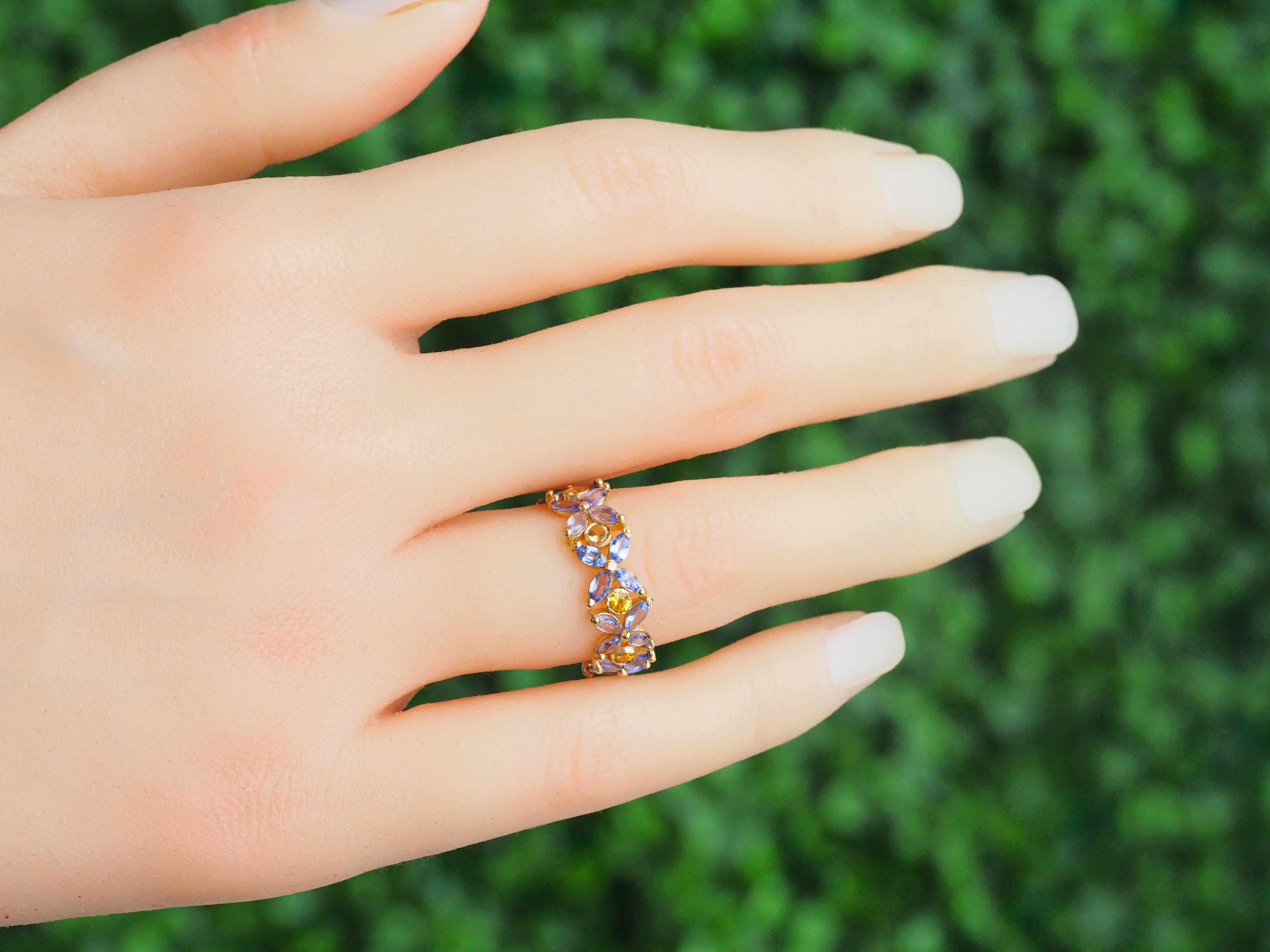 For Sale:  Sapphires and Tanzanites eternity ring in 14k gold 17