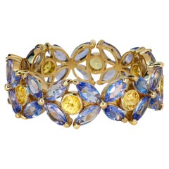 14k Gold Eternity Ring with Sapphires and Tanzanites