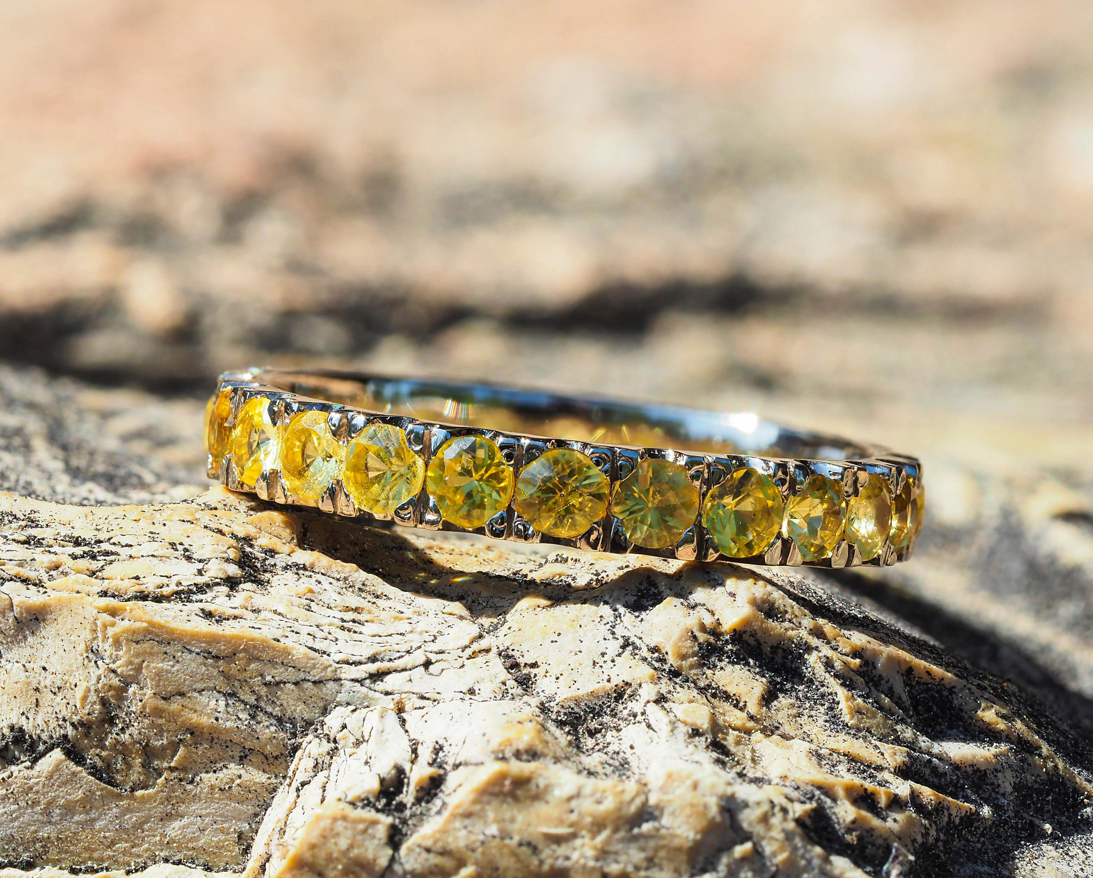 For Sale:  14k Gold Eternity Ring with Sapphires 10
